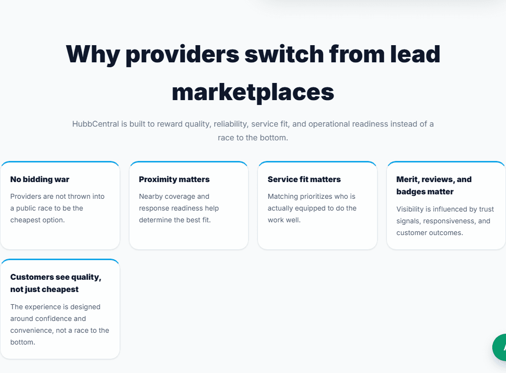 Business page matching logic section for operators