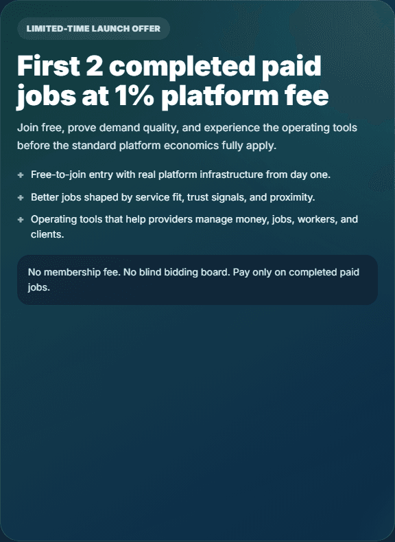 Business page launch offer section under the main platform hero